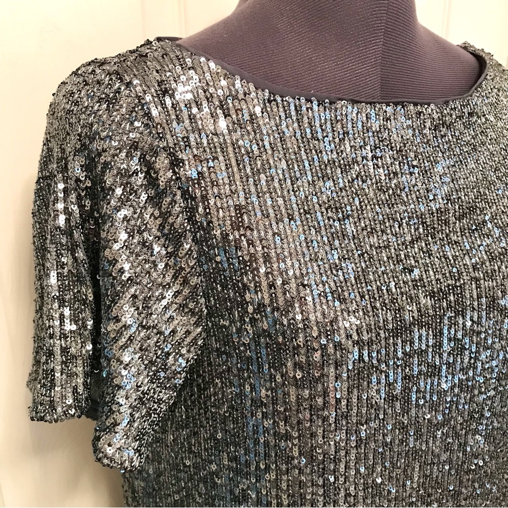 NWT Ann Taylor Silver Sequin Shift Cocktail Dress - Picture 6 of 16